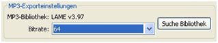 Audacity (Einstellung der Bitrate) Audacity (Einstellung der Bitrate)